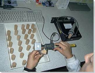 In the laboratory, the cork stoppers diameter is controlled.