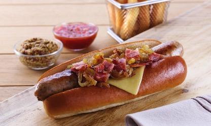 Brioche Bun Hot Dog Roll Code: 1502 1547 A jumbo, top sliced, glazed brioche bun, containing butter and free range egg for a superior