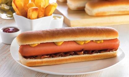 8.5" Jumbo Hot Dog Roll, Top Sliced Code: 3004 A fully baked, top sliced white hot dog roll, approximately 8.5 inches in length. Benefits: The rolls are top sliced for added convenience.