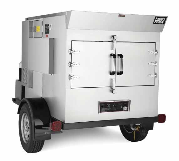 Any of the gas rotisserie smokers can be mounted on a trailer by the user.