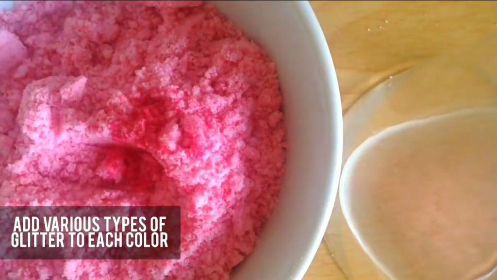 In your fourth medium bowl, add 5 to 10 drops of pink food coloring while using