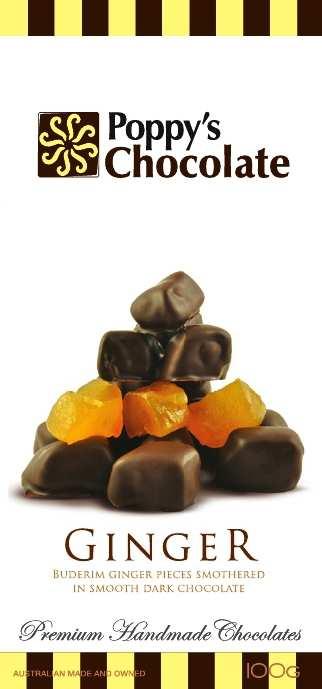 Retail Impulse Packs Ginger Buderim ginger pieces smothered in a smooth dark chocolate 100g