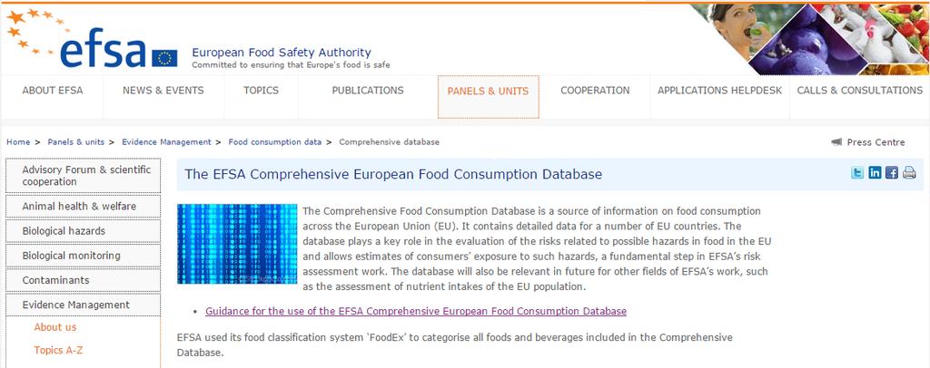 COMPREHENSIVE CONSUMPTION DATA The contains data: 24-hour recall or dietary record method data collected at individual level most
