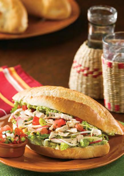 Chicken Tortas Serve these sandwiches with sliced jalapeño peppers for a little added heat! Makes 4 servings. 1 sandwich per serving.