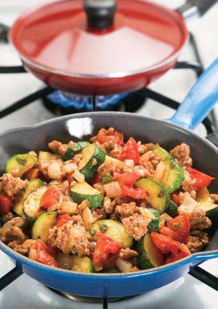 Easy Turkey Skillet Dinner Serve this hearty meal with whole wheat bread and green salad. Makes 4 servings. 1 cup per serving.