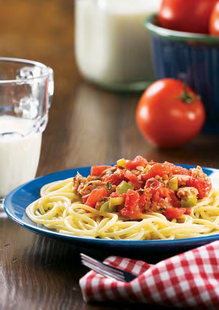 Spaghetti with Turkey Meat Sauce Top your pasta with this healthy version of a classic Italian dish. Makes 8 servings. 1½ cups per serving.