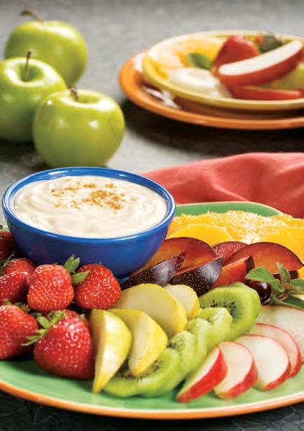 Fruit Dip Use fresh orange segments and kiwifruit slices when winter fruits are in season. Makes 4 servings. ¼ recipe per serving.