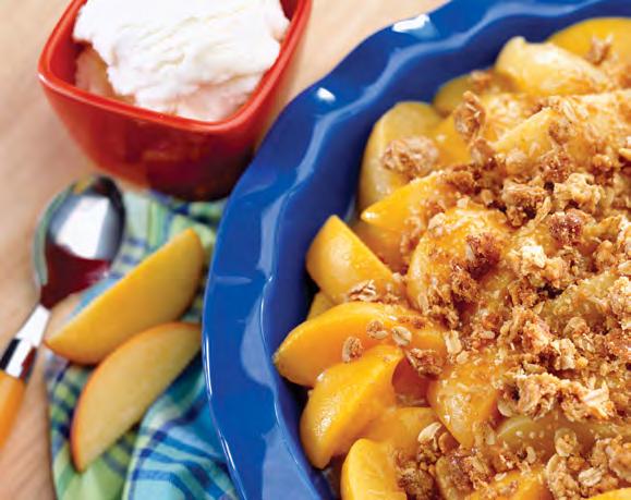 Peach Crumble A light and healthy dessert that takes just minutes to prepare. Makes 12 servings. ½ cup per serving.