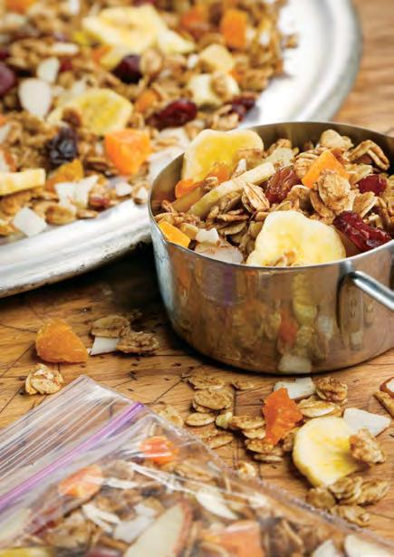Tropical Fruit and Nut Snack Mix Great snack to have on hand when you and your family are on the go! Makes 5 servings. ¾ cup per serving.