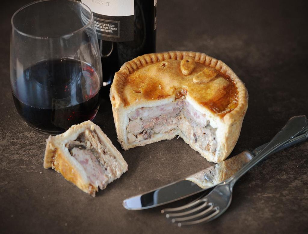 Game and Poultry Pork Pie New Game and Poultry Pork Pie 450g A succulent assortment of seasonal game, a layer of prime British Red Tractor pork