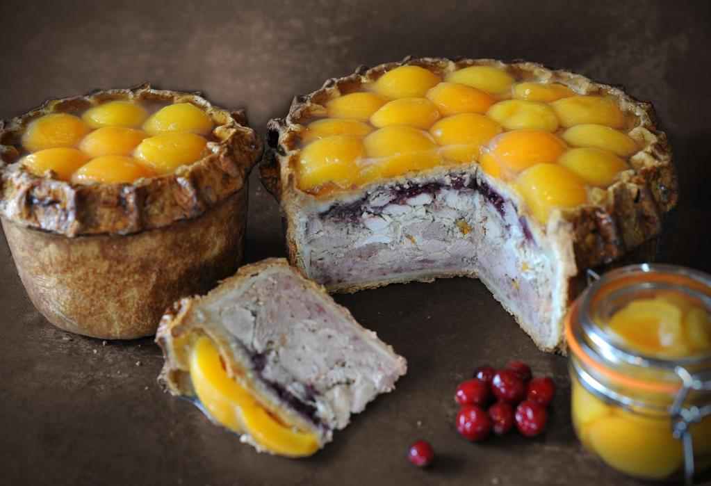 Gold Award Winning Apricot Topped Pork Pie 3 Star Gold GTA Award Winner Apricot Topped Pork Pie 1.1kg Med Large 3.2kg and Gala 2.