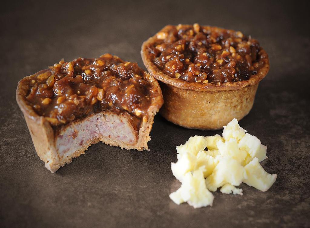 Pickle and Cheddar Cheese Topped Pork Pie 190g 190g Prime British Red Tractor pork pie meat topped