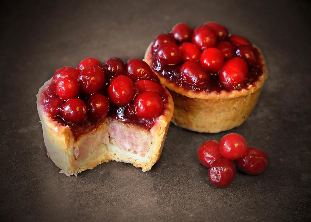 Cranberry Topped Pork Pie Cranberry Topped Pork Pie Prime Red Tractor pork pie meat, topped off with sweet