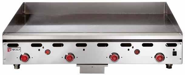 GRIDDLES & CHARBROILERS HEAVY DUTY GAS GRIDDLES ASA SERIES Features: 27,000 BTUs per 12" section, U-shaped steel burners 1" thick steel plate, deep; also available in 30" deep Embedded mechanical