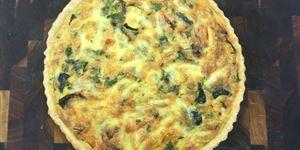 Tray - Serves 8 Beautiful creamy quiche with diced bacon, topped with tasty