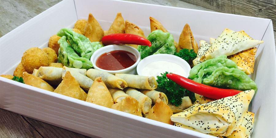 Platter - The Infamous Vegetarian (50 pieces) Spring rolls with sweet chilli, orange thyme fetta