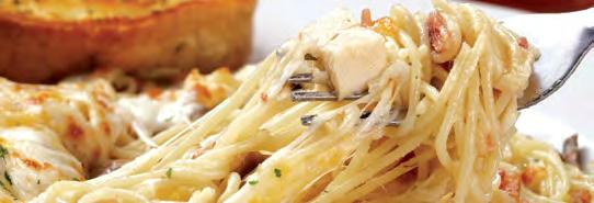 Bear Creek Pasta Angel hair pasta, wood-roasted chicken, bacon, & sautéed mushrooms, tossed with dijon-honey or alfredo sauce, topped with cheddar & mozzarella cheese & baked to a golden brown. $12.