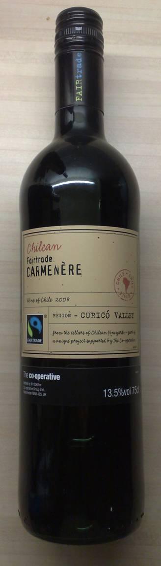 The Wines Fairtrade Carmenère, 2007, 13%, Curicò Valley,