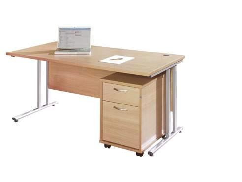 00 STRAIGHT DESK WITH PEDESTAL SILVER WHITE SIZE PEDESTAL Left hand pictured SO-SBS214