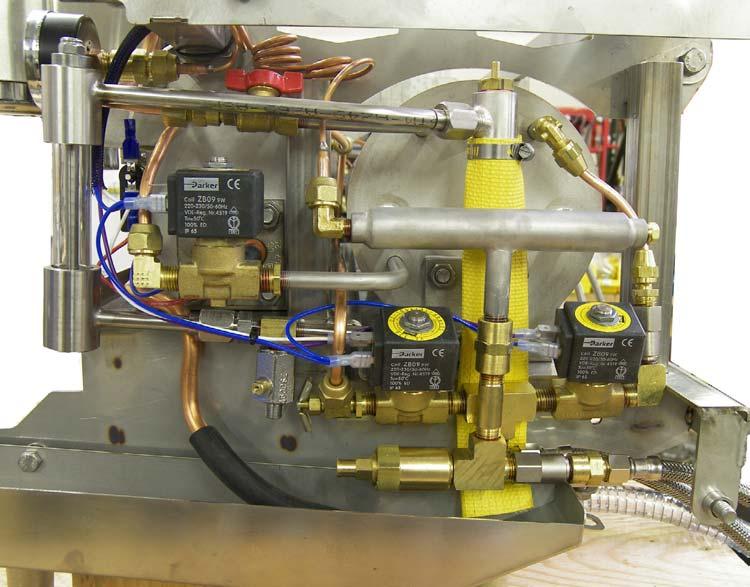 HYDRAULIC SYSTEM MAJOR COMPONENTS OF THE WATER INLET SYSTEM Vacuum Breaker Cyncra prior to 2011 Brew Gauge Pressure Relief Valve (under hose) Sight Glass Heat Exchanger Tubes Hot Water Valve Steam
