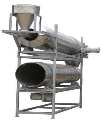 ROASTER & MASALA DRUM (DOUBLE DECKER) Roaster & Flavour Drum (Double Decker) is designed for roasting the extruded snacks and to apply seasoning to the product in a uniform manner.
