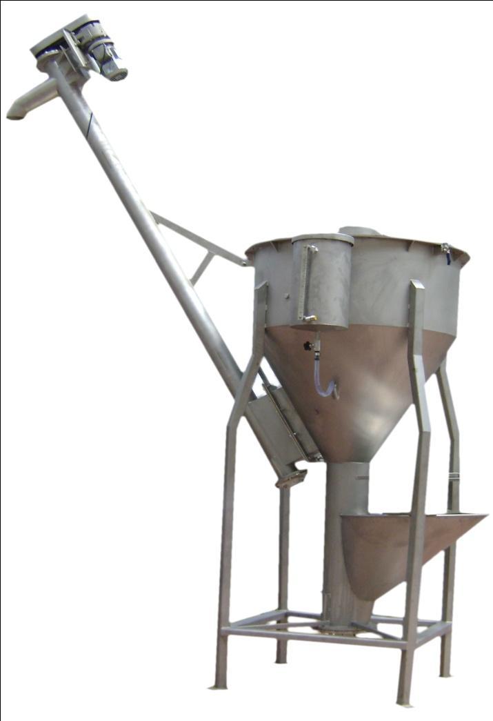 VERTICAL MEAL MIXER It is used to mix various ingredients & then supply the grits to the extruder through use of inbuilt screw.