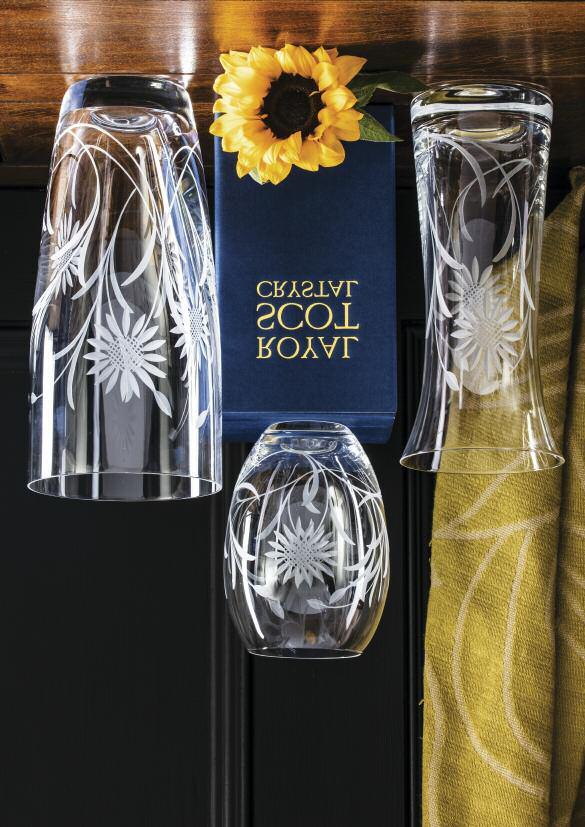 Sunflowers British hand cut crystal A fun and frivolous design reminiscent of long, hot,