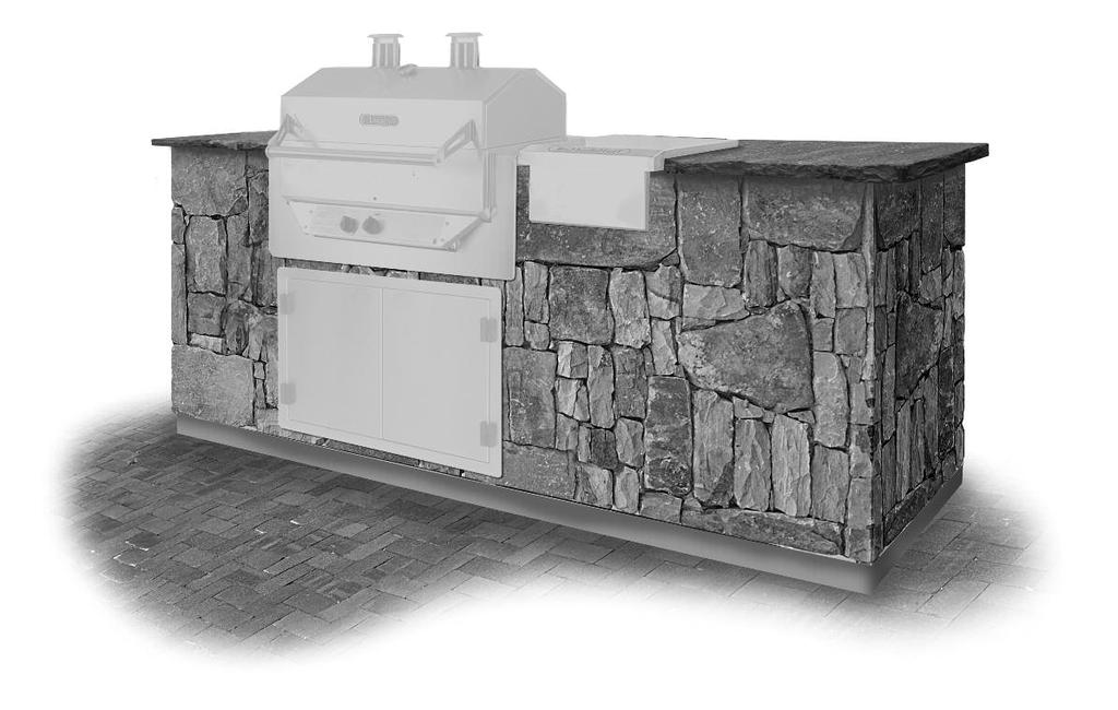 BUILD YOUR OWN ISLAND - CUTOUT DIMENSIONS A. Island 28 wide x 36 tall (suggested) B. Grill Body Opening 27.5 wide x 20 deep x 11 tall Trim Kit BHA3802 C. Double Doors Opening 29 wide x 18.