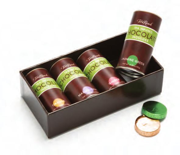 Wine Infused Chocolate Indulges Milk and dark paired and then infused with Port wine, sparkling Champagne, buttery Chardonnay, or a Cabernet. Each canister includes 9 individual foiled pieces.