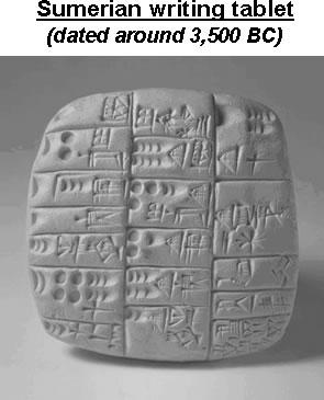 SC06SS060103 21. The Sumerian writing tablet (shown above) features a variety of wedge-shaped symbols. This type of writing style is known as which of the following?