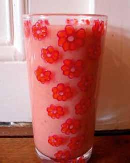 strawberry coco milk ½ carton Dr Martin s Coconut Milk 6 strawberries 12 red grapes 2 bananas Add all the ingredients to the blender