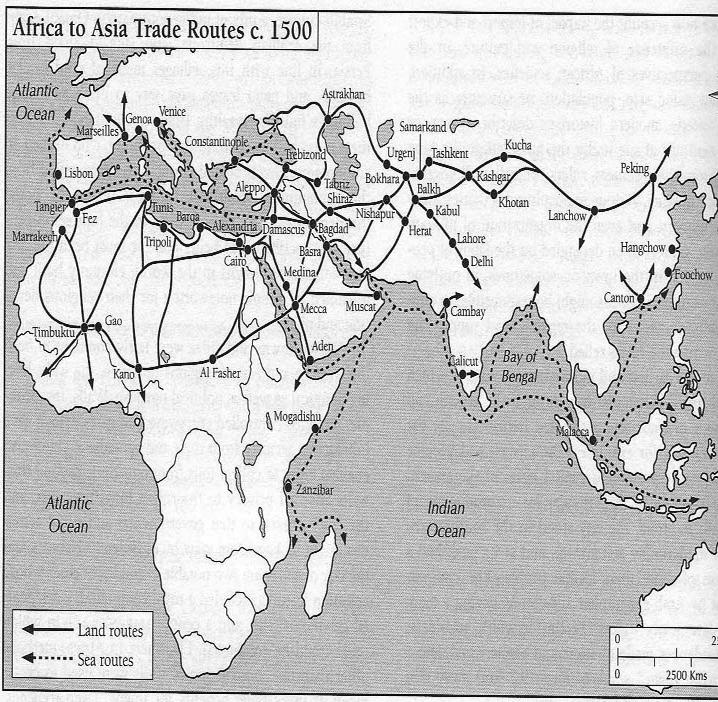 What role did trade routes play in the development of Africa? How did the spread of Islam affect education, custom, customs, and architecture in West Africa?