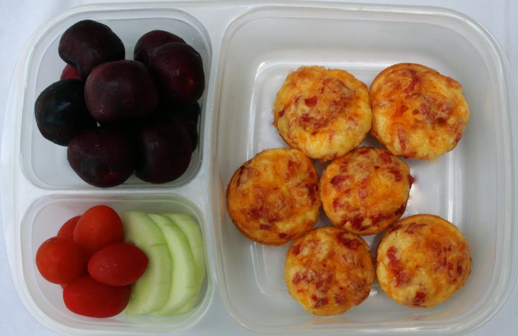 Italian Mini Quiches Yields 24 ½ cup chopped pepperoni or pastrami 6 eggs 3 Tablespoons milk 1 cup shredded mozzarella or cheddar 1. Preheat the oven to 350F. Grease 1 mini muffin pan (24). 2. In a medium bowl, beat the eggs.