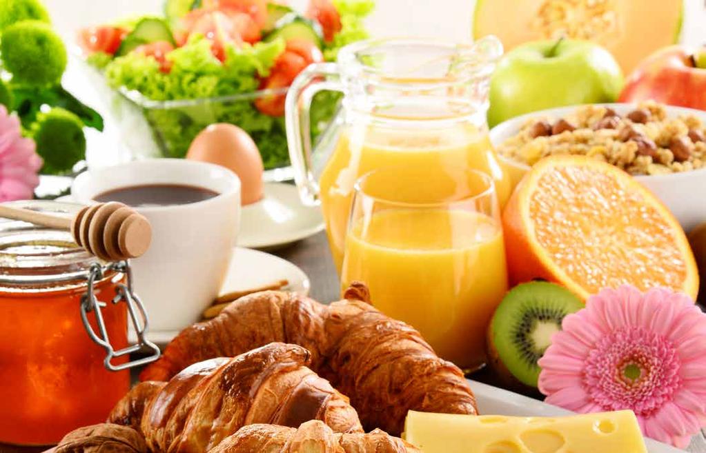 Breakfast Buffet Continental $14 Per Person Breakfast Pastries including Danishes, Muffins, Freshly Baked Bagels, and Assorted Breads with Fruit Preserves, Butter, and Cream Cheese Sliced Seasonal