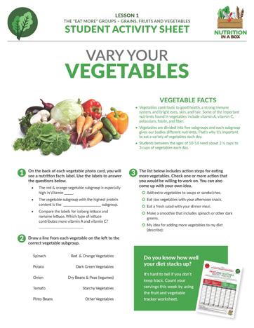 in the If you came up short, set a goal to improve tomorrow! This week, use the "Fruit and Vegetable Tracker" to count how many servings of fruit and vegetables you eat.