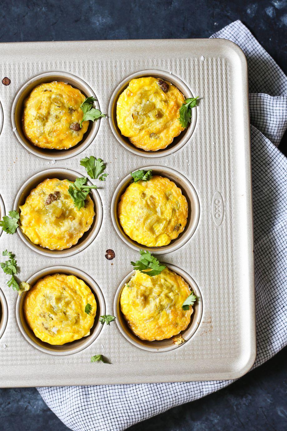 Make Ahead Items Green Chile Beef Egg Cups 1 tablespoon olive oil 1/4 small white onion, diced fine 1/2 pound ground beef (preferably grassfed) 1 (4oz) can Chopped Green Chiles 1 teaspoon kosher salt