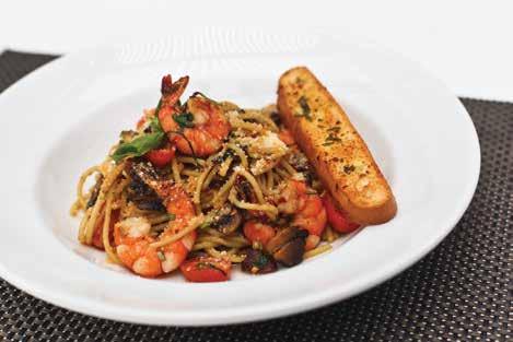 shrimps, garlic olive oil emulsio, sweet basil ad chili flakes RM40.00 RM45.