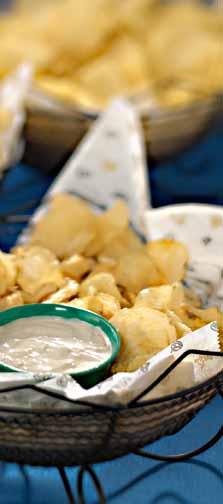 Snacks Serves Six Freshly Popped Popcorn $11.00 Endless supply of butter flavored popcorn. Roasted Peanuts $14.00 Roasted in the shell and lightly salted. Kettle Potato Chips $16.50 Onion dip.