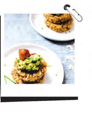 Brought to you by Amanda Paa SAVORY BACON OAT FRITTERS WITH AVOCADO 1 ¼ cup Quaker Gluten Free Quick 1-Minute Oats 1 ½ cups + 1 tbsp water ¼ tsp each of salt and pepper ⅛ tsp garlic powder 1 ½ tbsp