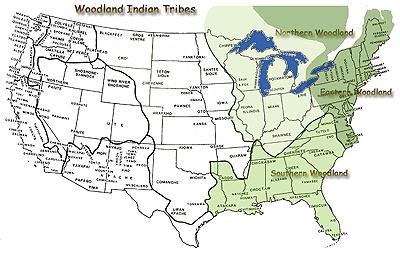 The Northeastern Woodland Indians inhabited a wide area in the eastern United States - it extended eastward to the Mississippi River, through the Great Lakes region, to the Atlantic Ocean.