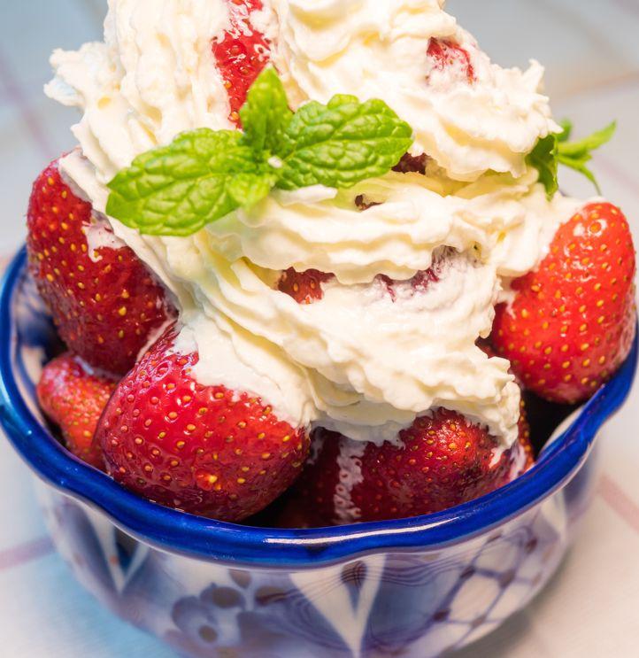 Recipe 1 Sweetened Whipped Cream with Fresh Strawberries Yield 4 servings o 1 cup organic heavy whipping cream o 1 Tbsp.