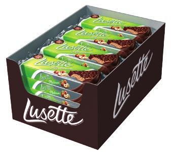 LUSETTE PLTINUM 50 g Wafers with cocoa cream filling in cocoa coating 50 g BOX 36 B B 1,8 kg 20 200 360 kg BOX 6 x 20