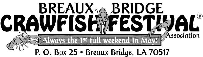 RE: 2018 CRAWFISH FESTIVAL REGULAR VENDOR INFORMATION PACKET Dear Vendor: Thank you for expressing an interest in being a Regular Vendor for the 2018 Breaux Bridge Crawfish Festival which will be