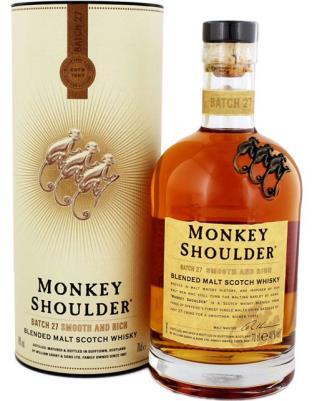 Monkey Shoulder NZ Double (30ml) $17 Blended in small batches of three Speyside single malts, then married to achieve a smooth rich taste.