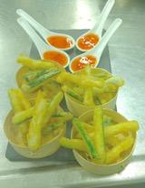 PRAWN SWEET CHILI DIPPING SAUCE CORN AND VEGETABLE FRITTERS WITH