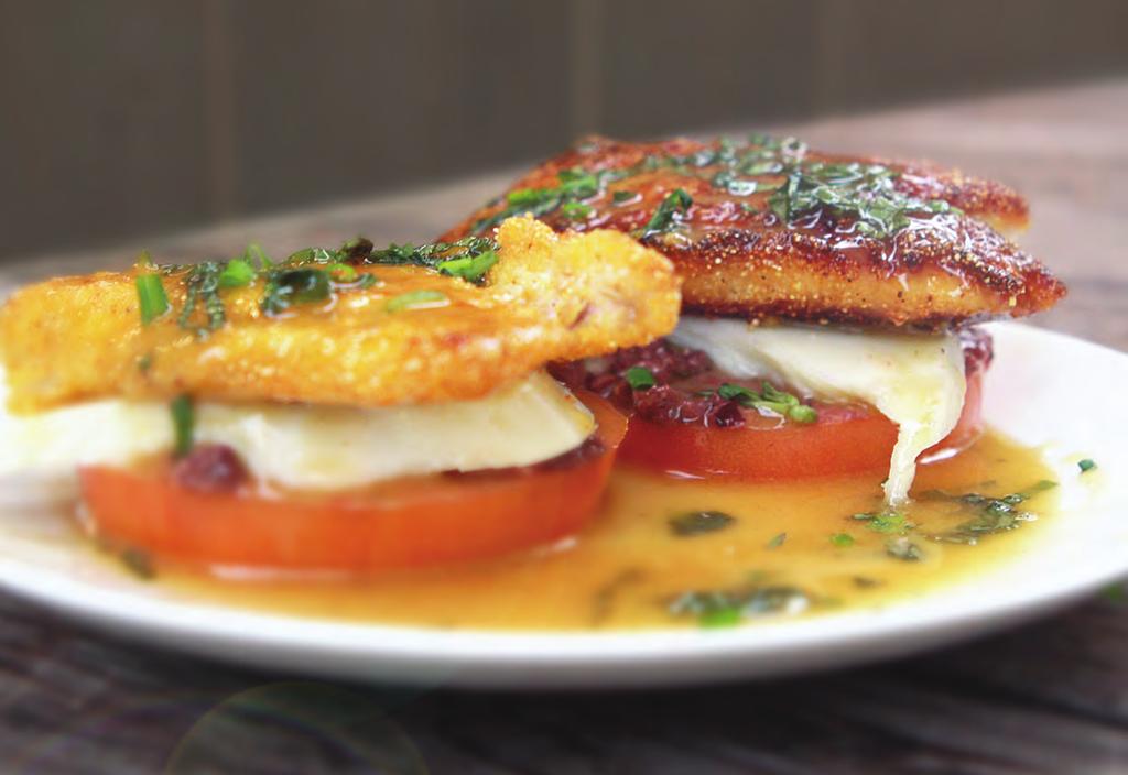 pan fried redfish caprese with honey basil vinaigrette 3 large firm tomatoes, sliced into 1/2 thick rounds 1 large ball fresh mozzarella cheese, sliced in ¼ rounds 5 medium redfish fillets, cut into