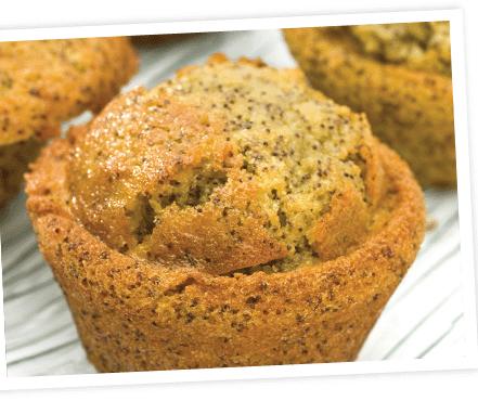 pg. 6 Zucchini, Lemon & Poppyseed Muffins These delicious super moist muffins have a healthier twist thanks to the grated zucchini in place of oil and butter.
