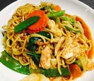 NOODLES PAD THAI The most famous Thai noodle dish. Rice noodles stir fried with egg, chicken, shrimp, bean sprouts, scallions & ground peanuts.