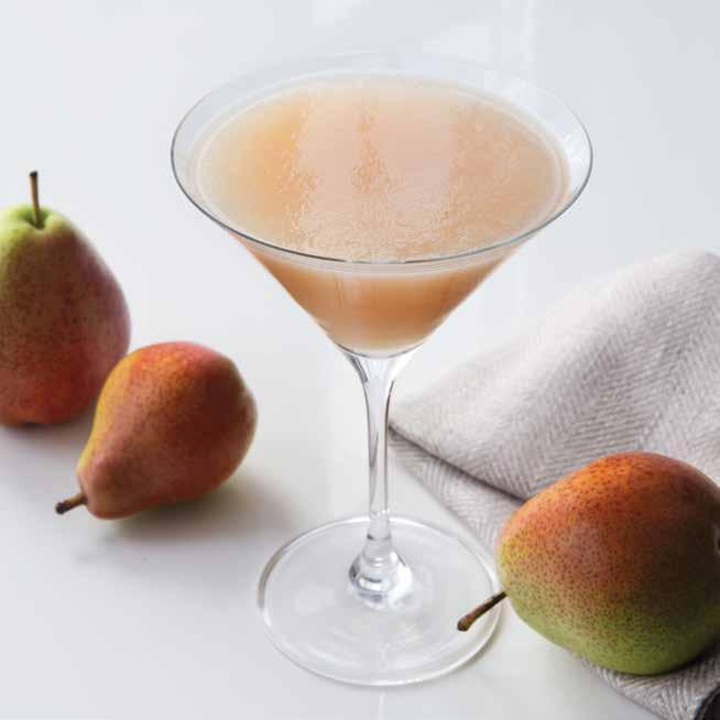 PEAR GINGER SAKE MARTINI PREP: 10 MINUTES CONTAINER: PITCHER MAKES: 4 SERVINGS 2 frozen pears, peeled, cored, cut in quarters 1/2 teaspoon grated