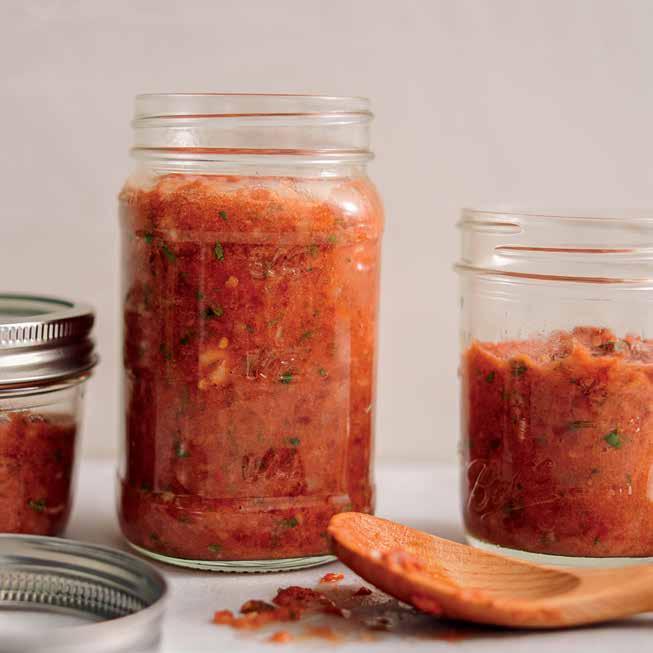 SUN-DRIED TOMATO SAUCE PREP: 10 MINUTES COOK: 25 MINUTES CONTAINER: PITCHER MAKES: 3 1 /2 CUPS 1 onion, peeled, cut in quarters 4 cloves garlic, peeled 1 tablespoon canola oil 1 can (28 ounces) whole